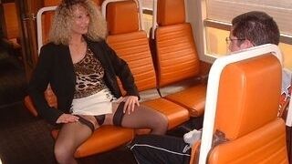 Super-hot mother and stepsom in train