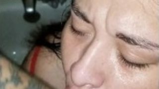 Super-sexy Latina sucks in the douche with suck off internal ejaculation