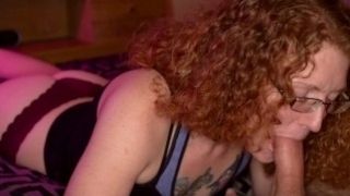 Redhead MILF Ivy sensually sucks hubby off and swallows
