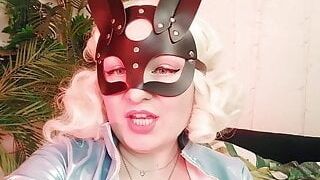 Strap dildo Jerk Off Instructions in rabbit mask and vinyl frost - mind-blowing blond cougar filthy chat role have fun (Arya Grander)