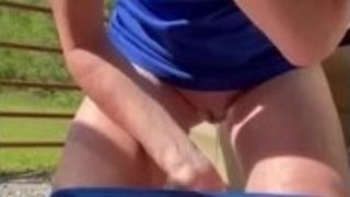 Nice ginger-haired wife pissing in public