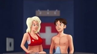 Summertime Saga - Carl and medical beach lifeguard Kessie
