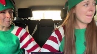Nadia Foxx & Serenity Cox as insane Elves spunking in drive through with remote managed massagers / 4K