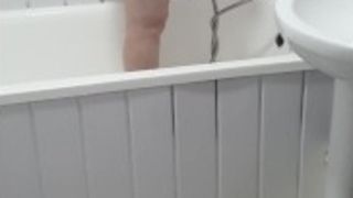 Step mother bare cleaning shower get caught and humped by step sonny