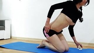 I just desired to do a tiny yoga, but then I do it myself with gldonk fucktoys in my vulva and donk. Splashing climax pissing