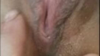 CLOSEUP! I rub my hard CLIT and pussy juice streams to my buttplug. My SECRET lover helps me Cum