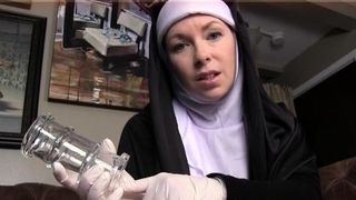 Dominatrix T - Nun Uses Glass Sleeve To Milk Sinner