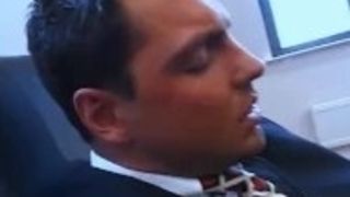 "Sucking off the boss before he assfucks one and delivers facial"