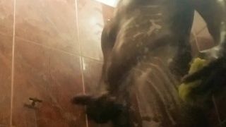Big black cock bathroom can masturbating his trunk for his baby after a lengthy day