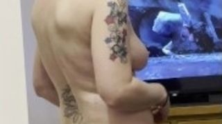 Mom stands in step son room naked watching a movie teasing him knowing he can’t touch her