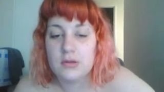 Webcam solo with redhead BBW toying her shaved snatch