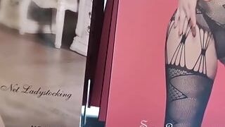 Italian step-mom turns you on and massages herself in a fitting bedroom in a store
